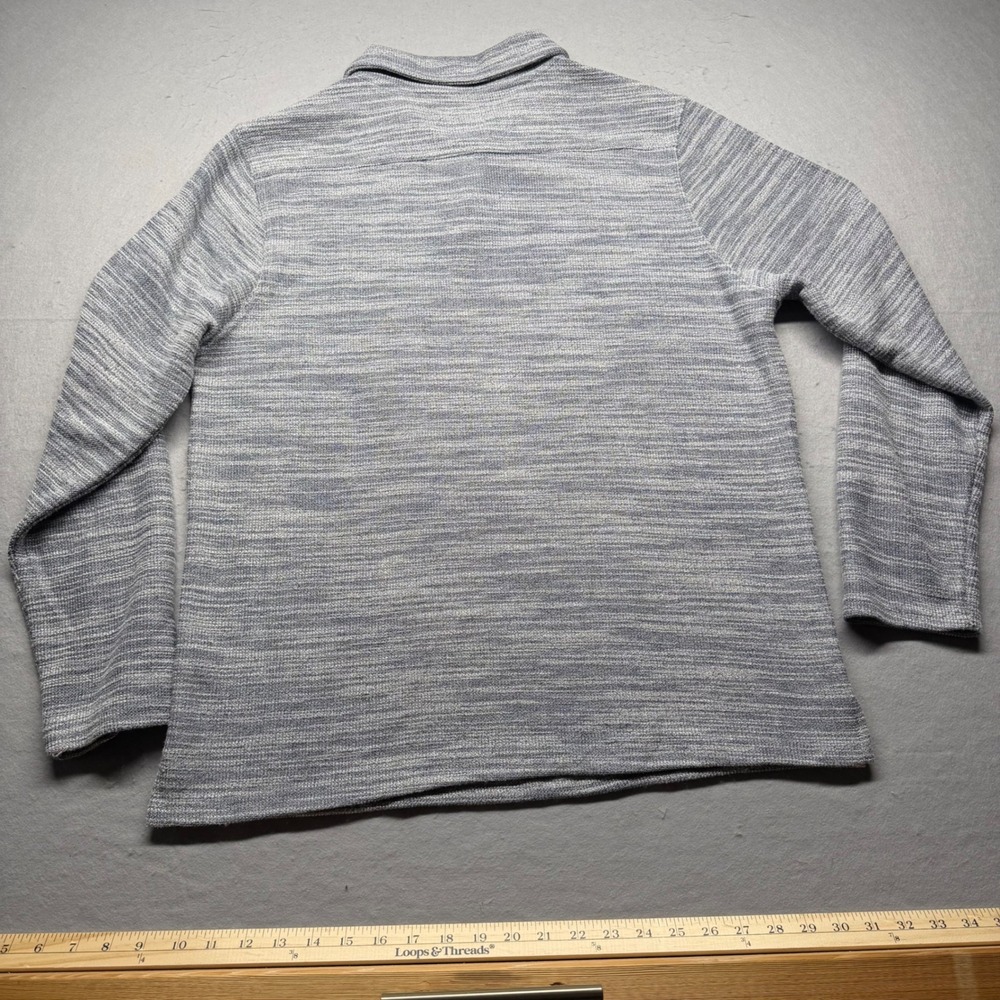 Flag & Anthem Polo Shirt Mens L Blue Space Dye Slub Knit Long Sleeve Pullover - Picture 7 of 8